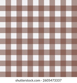 A seamless gingham check pattern in soft brown and white tones with a classic, vintage aesthetic. Ideal for fabric, home decor, or seasonal designs.