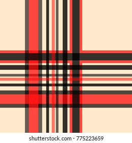 Seamless Gingham Egg Nog, Red, And Black Plaid Vector Pattern Background. Illustration Plaid Pattern