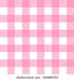Seamless Gingham, pastel pink and white check pattern background vector.