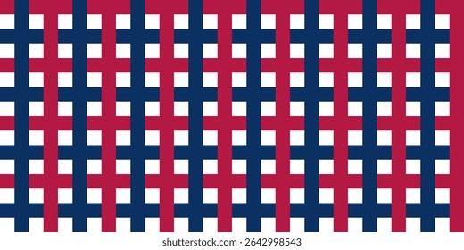 Seamless gingham pattern in bold red and blue for 4th of July celebrations. Classic checkered background in basic and diagonal layout. Perfect for summer picnic designs, wrapping, and patriotic crafts