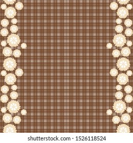 Seamless Gingham Pattern with a combination of floral designs