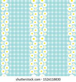 Seamless Gingham Pattern with a combination of floral designs