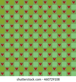 Seamless Gingham Pattern with Hearts,  for scrapbooks, albums, baby books, decorating chrismas color