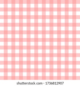 Seamless Gingham Pattern Pink and White