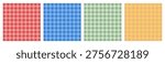A seamless gingham pattern set. Vichy checkered background in red, blue, green, yellow colors
