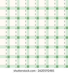 Seamless gingham vector pattern in beige and green tones. Perfect for packaging, textiles, kitchen decor, eco branding, picnic themes, wrapping paper, digital design, and rustic backgrounds.