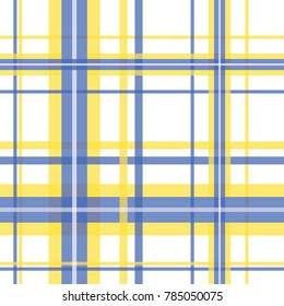 seamless gingham yellow and blue plaid vector pattern on white background. illustration plaid pattern