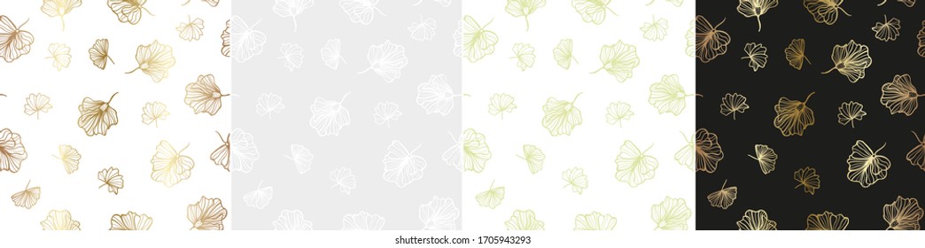 Seamless ginkgo biloba leaf pattern  Vector hand draw background for wallpaper cover, fabric, textile
