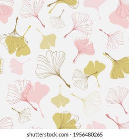 Seamless ginkgo leaves vector pattern