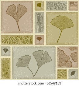 Seamless ginkgo pattern. Vector