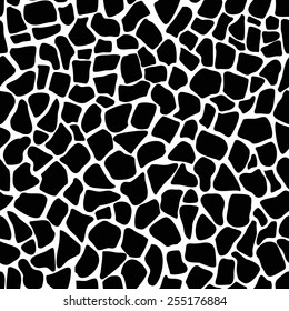 Seamless giraffe fur pattern. Black and white animal skin background.