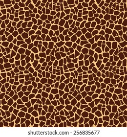 Seamless giraffe fur pattern. Brown animal skin background.