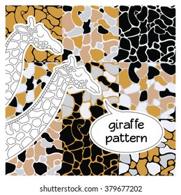 Seamless giraffe fur vector pattern. African animal seamless print. Vector camouflage pattern set. Vector seamless pattern. Gold pattern print.