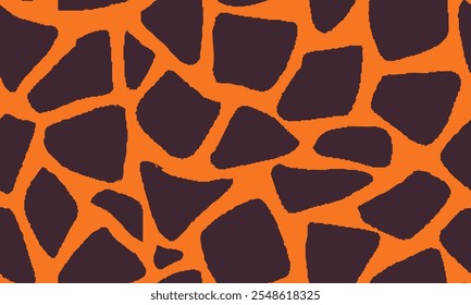 Patrón de jirafa sin fisuras. Patrón De Piel Animal Para Impresión, Textil, Embalaje. Ilustración vectorial de color marrón terroso. 