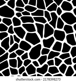 Seamless giraffe pattern. Fashionable background. Black and white vector illustration. Hand drawn animal texture for print, textile, fabric, packaging.