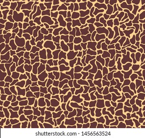 Seamless Giraffe Print Pattern with brown spots on orange background. Vector illustration animal print repeat surface pattern.