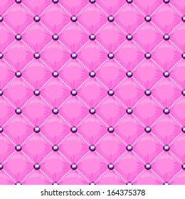 Seamless glam pink quilted background with black gemstones.