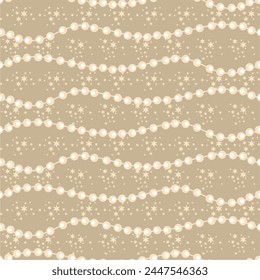 Nahtloses Glamour-Druckmuster mit Perlen Schmuck Art Decor Bildschirmhintergrund für Textil, Verpackung, Papier