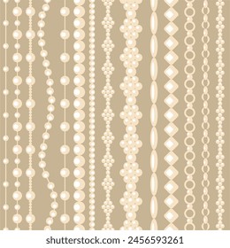 Seamless glamour print pattern with beads jewelry art decor wallpaper for textile, package, paper