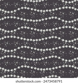 Seamless glamour print pattern with beads jewelry art decor wallpaper for textile, package, paper	