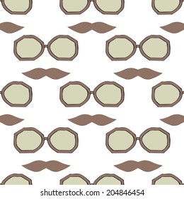 Seamless glasses and mustache pattern