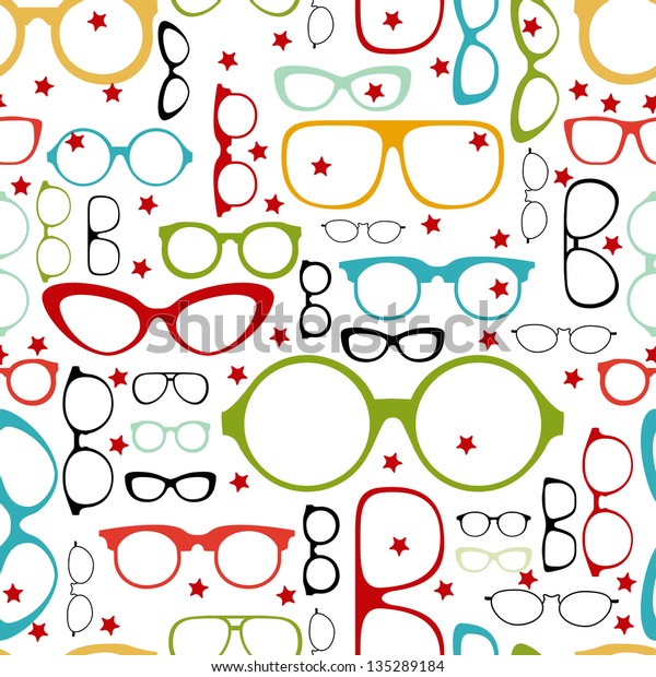 Seamless Glasses Pattern Stock Vector (Royalty Free) 135289184