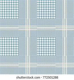 Seamless glen plaid pattern in blue and cream. 