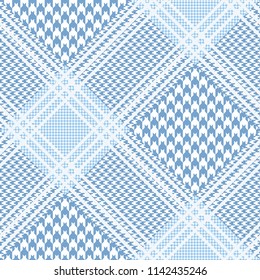 Seamless glen plaid pattern in light blue and white. 