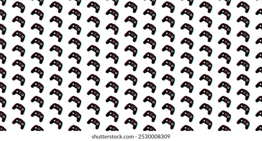 Seamless glitch joystick pattern on white background vector design 