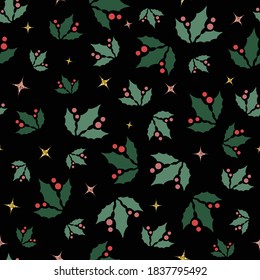 patrón holístico de navidad sin soldadura sobre fondo negro