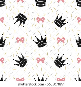 seamless glitter crown pattern background