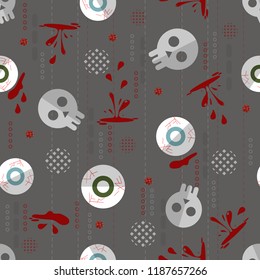 seamless glitter halloween pattern background with skull