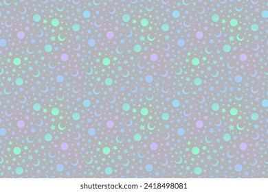 Seamless glitter pattern with moon and stars