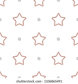 seamless glitter star shape pattern background with silver dot glitter