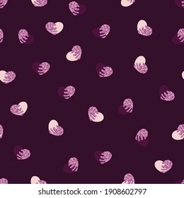 seamless glitter valentine day pattern background with violet heart shape