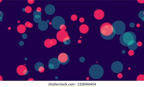 Seamless Glittering Neon Bokeh Background. Festive Shining Confetti Pattern. Smooth Urban Space Background. Music Party Bokeh Pattern.
