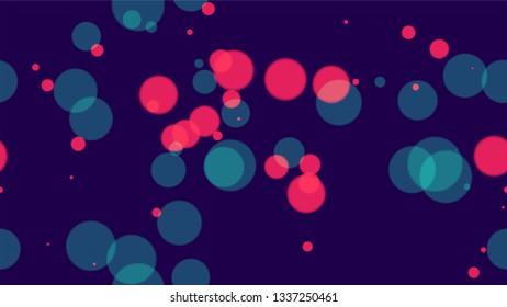 Seamless Glittering Neon Bokeh Background. Magic Twilight Cityscape Pattern. Blurred Night City Streets Background. Music Party Bokeh Pattern.