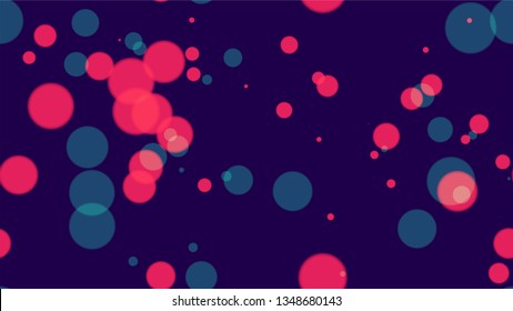 Seamless Glittering Neon Bokeh Background. Festive Shining Confetti Pattern. Glowing Car Lights Poster Background. Music Party Bokeh Pattern.