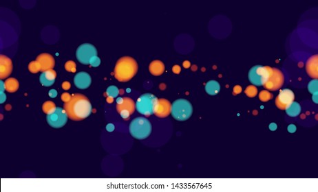 Seamless Glittering Neon Bokeh Background. Magic Twilight Cityscape Pattern. Blurred Night City Streets Background. Music Party Bokeh Pattern.