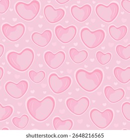 Padrão de coração brilhante sem costura em tons suaves rosa com um tema bonito romântico
