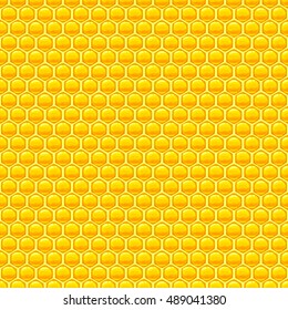 Seamless glossy yellow honeycomb pattern. Sweet background.