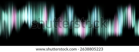 Seamless glowing aurora lights background. Vertical light streaks in blue, green, purple, and white on black. Futuristic backdrop with ethereal energy effect. Abstract vector illustration.