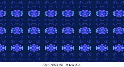 Seamless Glowing Floral Pattern on Midnight Blue