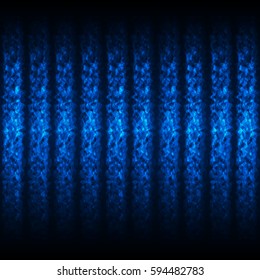 Seamless Glowing Pattern of Blue Waved Lines on Dark Background. Universal Abstraction with Light Neon Effect. 