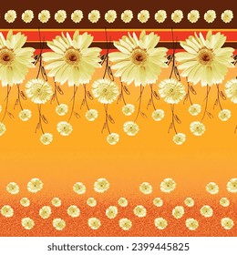 Seamless glowing pattern in lovely flowers. Composite overlay. Floral arrangements on striped background. For textile, wallpaper, covers, surface, print, gift wrap, scrapbooking, decoupage