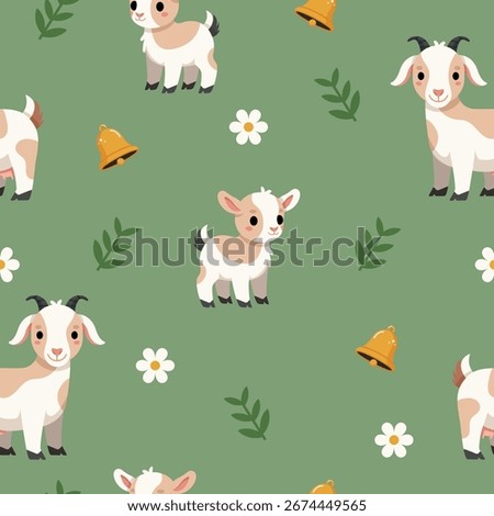 Seamless Goat Pattern Farm Animal Print
