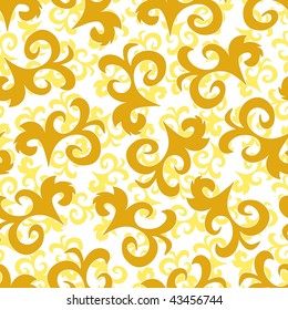 Seamless gold 3D ornament vector pattern