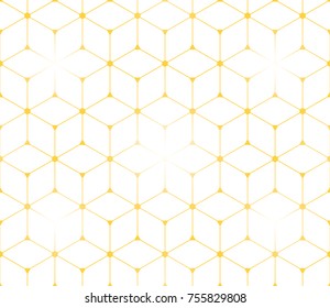 Seamless gold abstract geometric cube vector pattern background. Luxury pattern.
