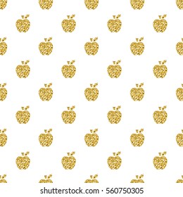 seamless gold apple glitter pattern background