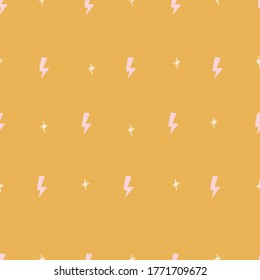 Seamless Gold Background Retro Hipster Lightening Bolt Trendy Pattern.